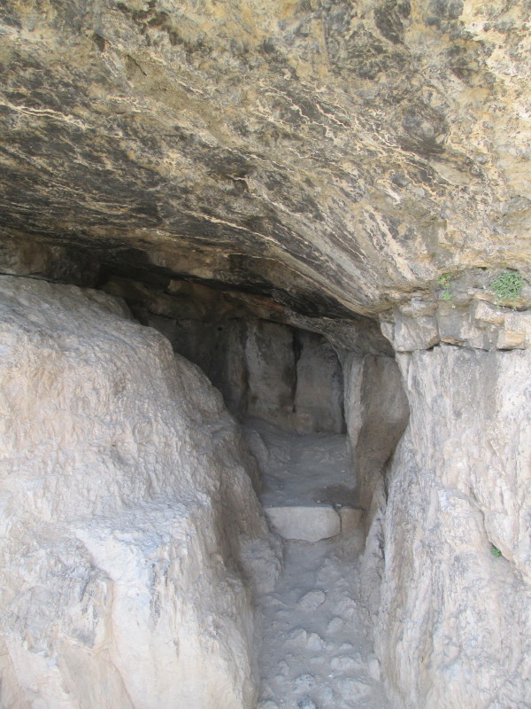 The Neanderthal cave at Bisitun where the arm of a Neanderthal was found together with stone tools and animal bones, plus later objects from Assyrian and Achaemenid eras.  April 2014.