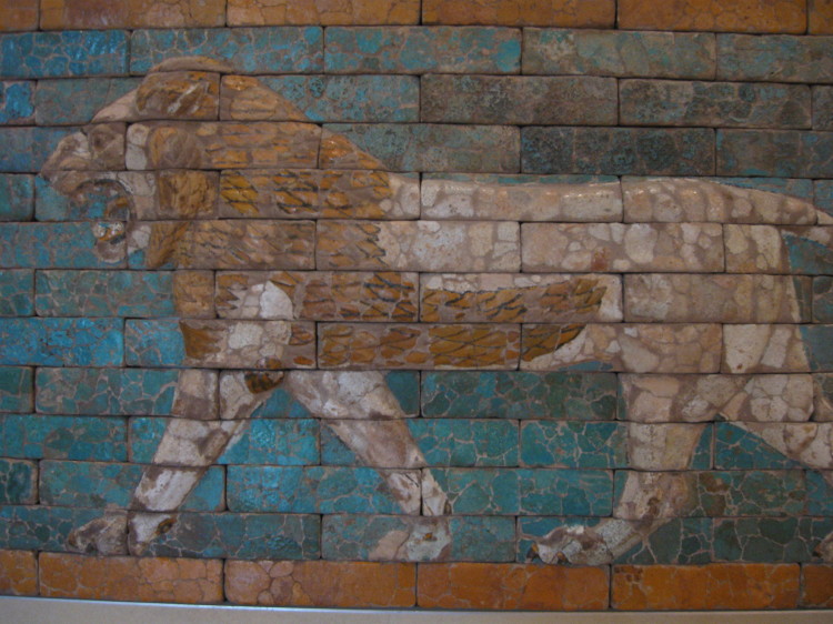 Parts of the Ishtar Gate and lions from the Processional Way are in various other museums around the world.  This one I saw in the Louvre in Paris in 2009.  When I visited Babylon in 1963 there was little evidence of anything historic left, the site was mostly mud rubble except for a stone lion.  The rebuilt remains have little in common with the site as I knew it then.  Incidentally the Ishtar Ga