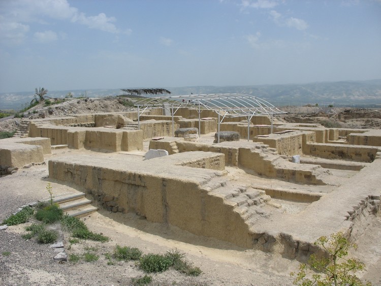 House of the Egyptian governor dated for 1200 - 1000 BC, located on top of the Tel (photo taken on April 2011).