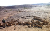 Click for full size image of Wadi Paran ancient agriculture terraces, matseboth and Rock art (PID:152974) Wadi Paran ancient agriculture terraces, matseboth and Rock art