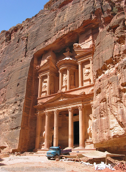 The tomb commonly known as 'The Treasury' and probably the most famous of all the monuments at Petra