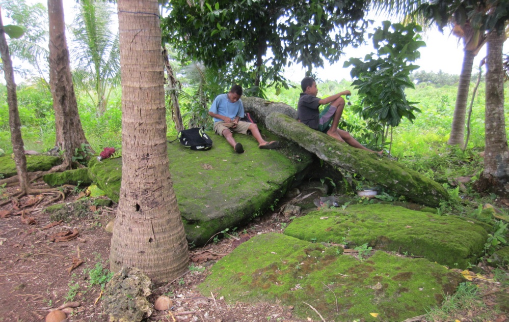 The remainder of the slabs lying on each other after been knocked down by allied forces during World War 2. As I was told by my father, the slabs were standing vertical prior being disturbed. The slab sizes vary from 1600x1100mm smallest to 3000x2000mm the largest.

Photo and caption by Tonubu Bunemiga

Site in  Pacific Islands

