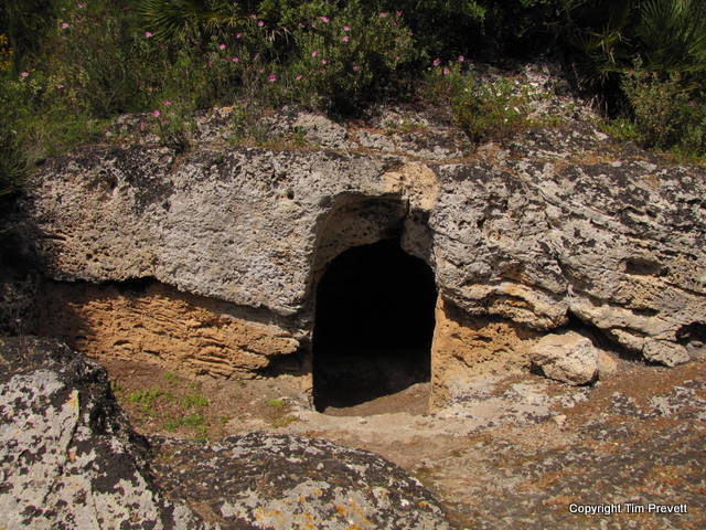 Cave 9 is just a little further around on the left, an exposed passage like cave 8, a long thin rectangular inset, with four smaller chambers - one on the far left, one opposite the entrance at the far end, and two on the right hand side at the end furthest from the entrance.

Site in Balearic Isles (Mallorca) Spain


