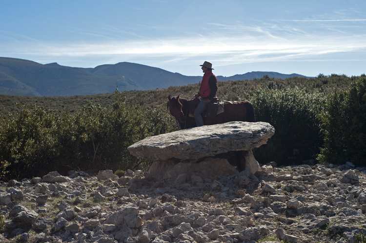 Dolmen Losa Mora in the middle of Sierra y Canones de Guara, Aragon. Best accessible by horse.