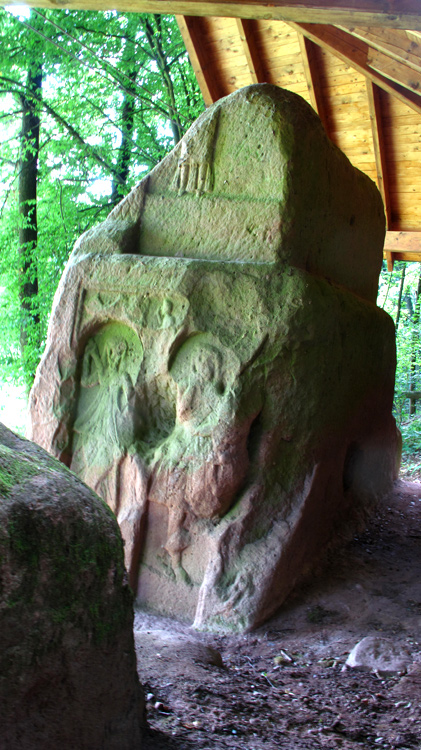 The side of the stone with the relief of the 