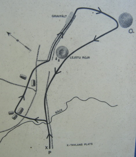 Site map showing the route to the cairn.  September 2011.
