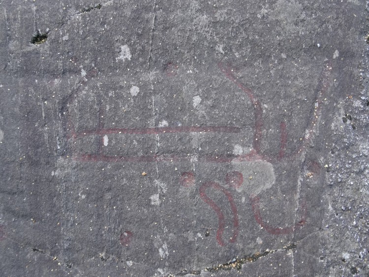 One of 17 ship carvings on Slagsta rock art panel (photo taken on August 2016).