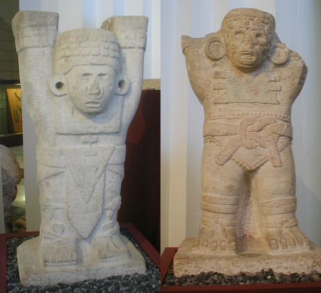 These are spirits who support the corners of the world on their shoulders.  I think they were used as table supports.