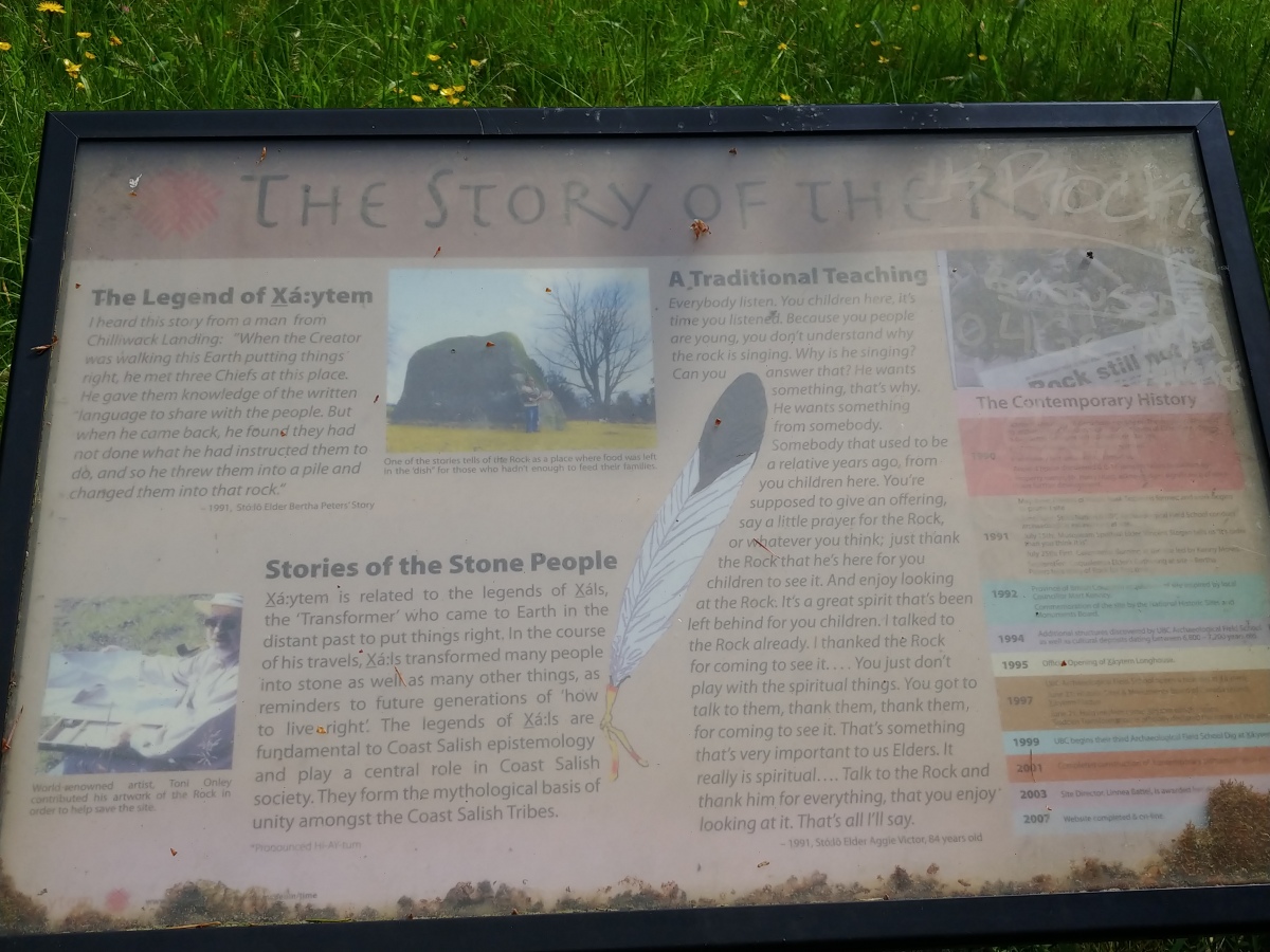 The Information Sign of the Xaytem Sacred Rock.