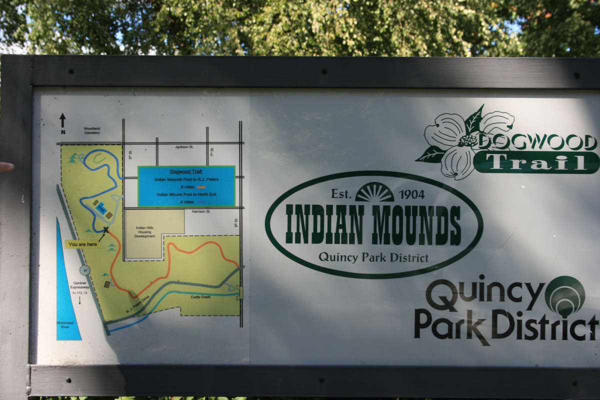 Information marker on site.  Photo courtesy Dr Greg Little, author of the Illustrated Encyclopedia of Native American Indian Mounds & Earthworks (2016). 
