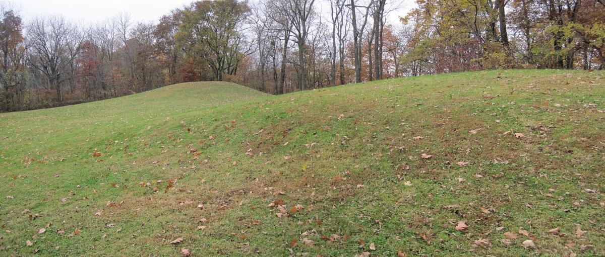 Toolsboro, Iowa Mound Group. There are 7 mounds of the original 12 that were at the site. They were made by a Hopewell group called the Havana Culture around 200 BC. Photo Credit: Billwhittaker at en.wikipedia. Description credit:  Photo courtesy Dr Greg Little, author of the Illustrated Encyclopedia of Native American Indian Mounds & Earthworks (2016). 
