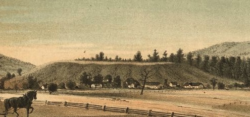 Site in 1881 lithograph (cropped).

Image courtesy Dr Greg Little, author of the Illustrated Encyclopedia of Native American Indian Mounds & Earthworks (2016).
