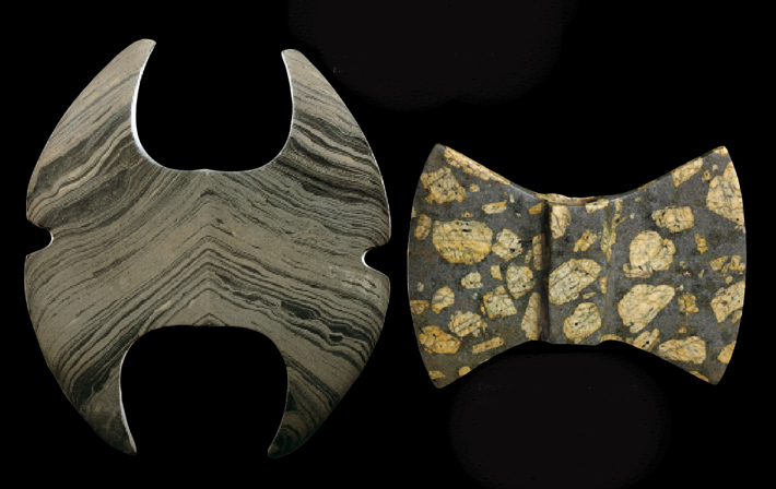 Why did prehistoric Native Americans fashion the enigmatic objects known as bannerstones?

Art historian Anna Blume, who is making an intensive study of these artifacts in the collection of the American Museum of Natural History in New York

Banded slate bannerstone, Michigan (left), height 5 inches; Porphyry granite bannerstone, Iowa (right), height 3.4 inches, width 4.5 inches 

Photo Cred