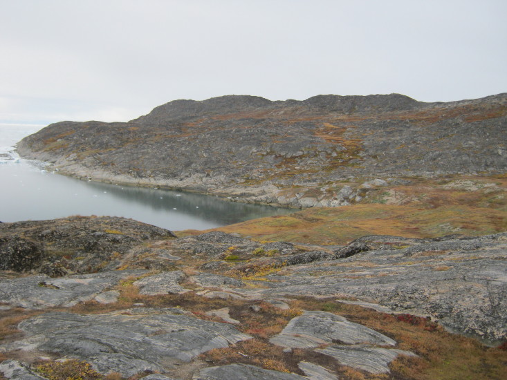 Sermermiut Bay reached along a wooden walkway from the edge of Ilulissat town.  September 2012.