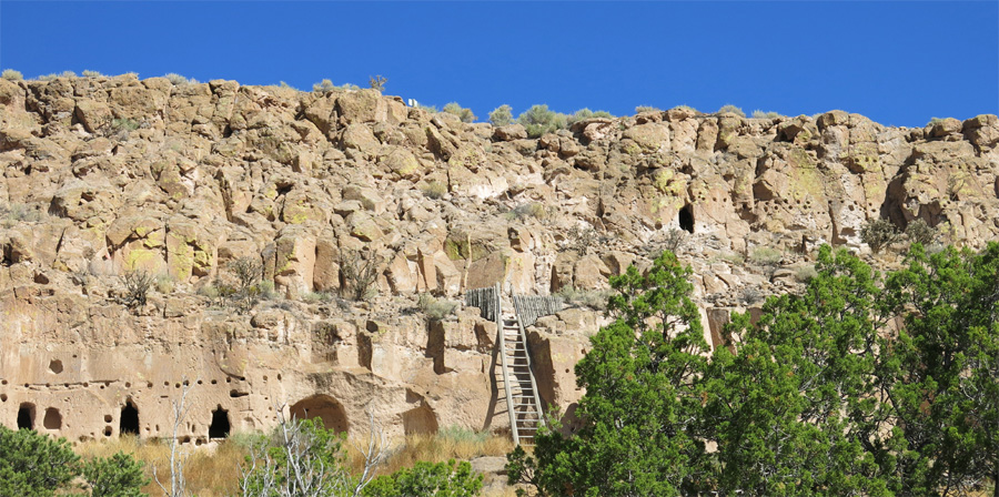 Puye Cliff Dwellings from a distance.