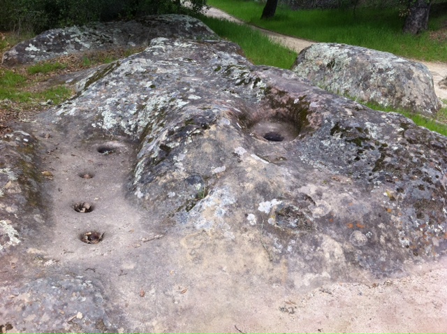 Bedrock mortars left by Ohlone Indians.