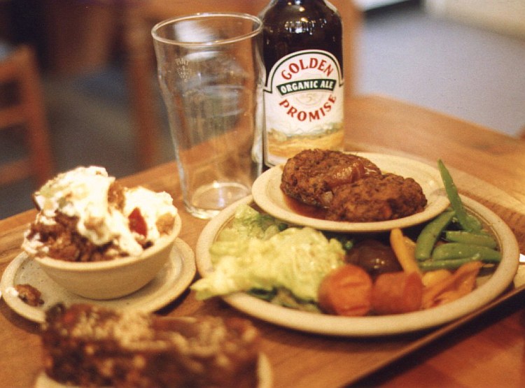 Before the National Trust took back control over the Avebury tea room there was a vegetarian restaurant there called Stones. Here's an example of their fare, a main course called Megaliths and a very generous looking pudding!