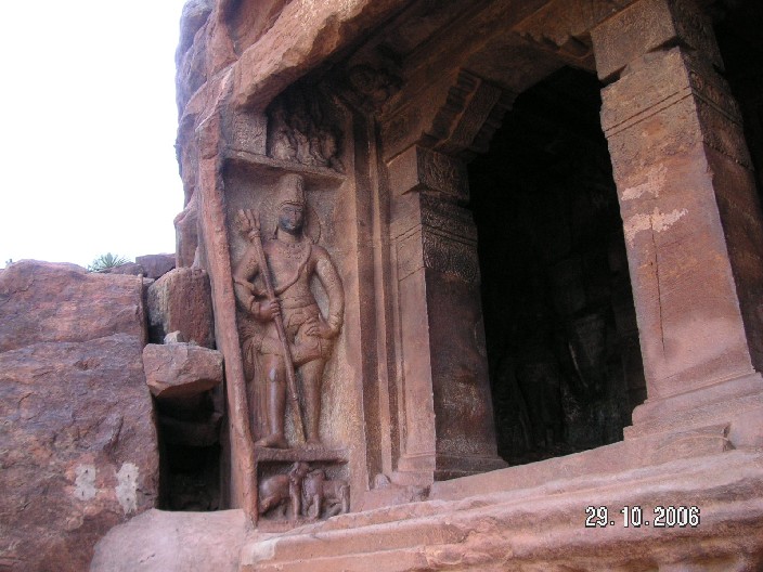 Badami caves, Karnataka

Badami was the capital of the Chalukaya empire, fortresses, palaces and temples built from red sandstone, 4 cave temples from the Chalukaya kingdom era (200 CE - 600 CE).

1. Shiva temple cave

2. Vishnu temple cave

3. Vishnu avatars, Varaha (boar), Narashima (lion) temple cave

4. Jain temple cave (Mahavir)