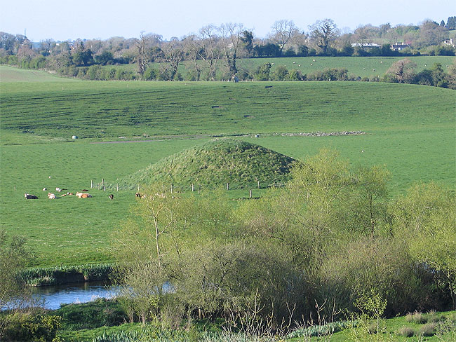 View of Newgrange Satellite Mound (Site B) from across the River Boyne. 
 