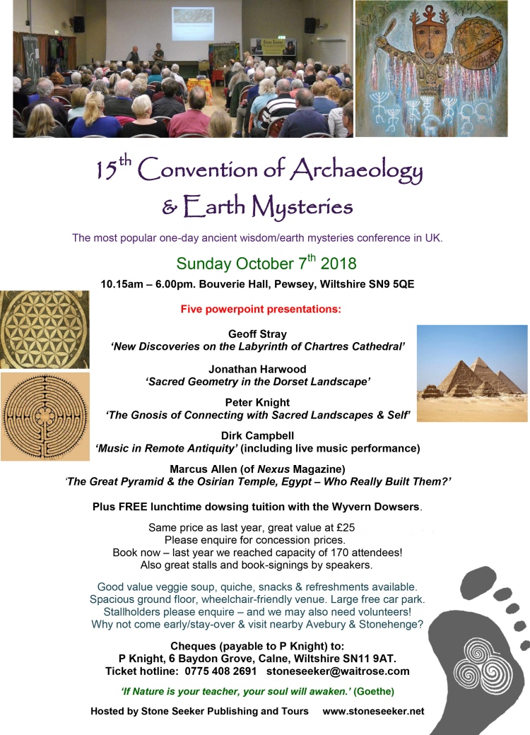 Click for full size image of 2018 Convention of Alternative Archaeology and Earth Mysteries Oct 7th Wilts (PID:184821) 2018 Convention of Alternative Archaeology and Earth Mysteries Oct 7th Wilts