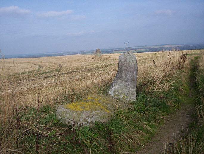 The three remaining stones of this recumbent circle. The farmer showed me two displaced stones and also told me he gets regular visits from a lady who checks that the stones are ok.