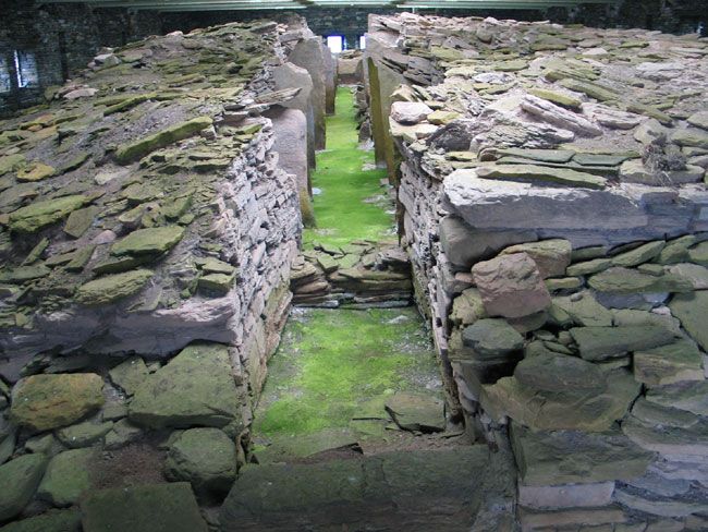 Central Interior of Burial Chamber, Midhowe Chambered Cairn, Rousay, Orkney, Scotland 