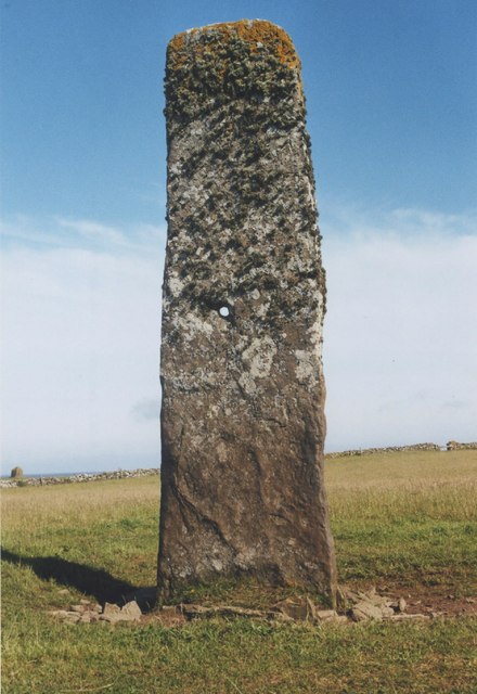 The Stan Stane, a standing stone with a hole in North Ronaldsay.