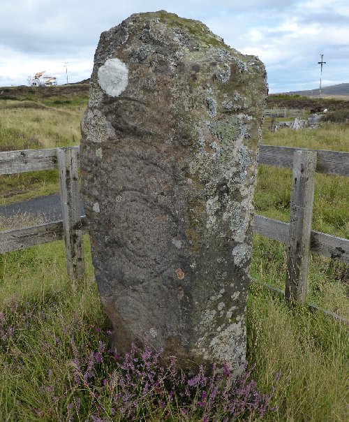 The symbols are carved onto the south face of the stone. (29th August 2014).