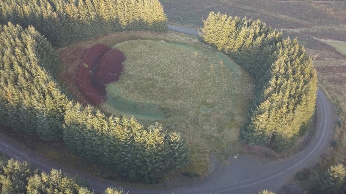 Harehope Hill Fort near Peebles in the Scottish Borders.

One of two large ring and ditch formations on Harehope Hill, this being described as a fort, the latter as a palisaded settlement.