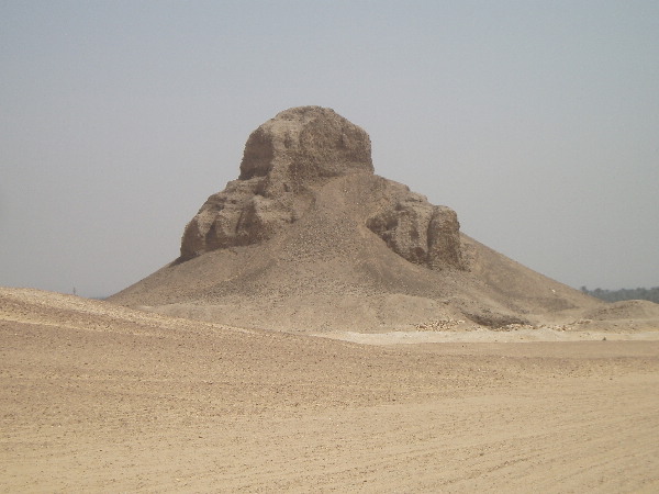 Amenemhat III was the 6th Pharaoh of the 12th Dynasty. This Pyramid lies 800 meters East of the bent pyramid at Dashour. It apparently started collapsing as it neared completion after 14 years of construction. It is largely built of mudbricks and no stone structural elements are visible other than a few casing blocks.
Several other 12th Dynasty Pharaohs built pyramids at Dashour.
The local Antiq