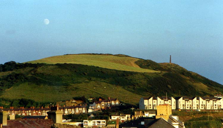 The back slopes of Pen Dinas hillfort overlooking the town of Aberystwyth.