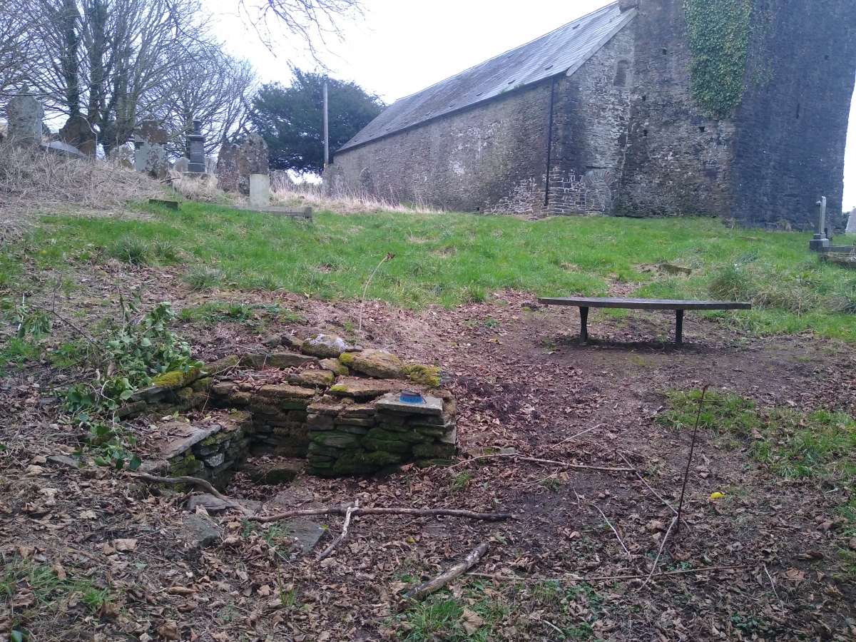 View of the well and church. 