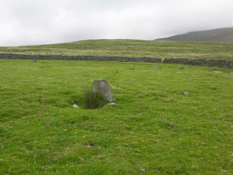 Some disparate stones based around a very wide circular earthwork are all that could be made out here. One is put in mind of an enormous embanked circle.