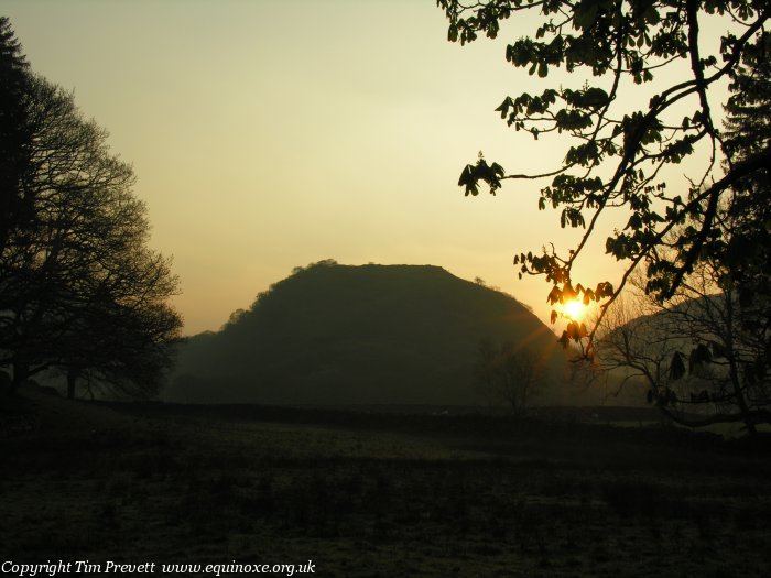 Dinas Emrys, a hillfort linked by name and sympathetic archaeology to Arthurian Legend. Viewed from the west at dawn, Friday 13th April.